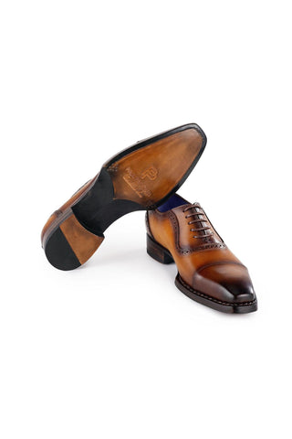 Paul Parkman Men's Handmade Shoes Calf-Skin Leather Cap-Toe Oxfords (PM6436)-AmbrogioShoes