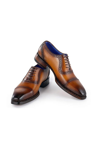 Paul Parkman Men's Handmade Shoes Calf-Skin Leather Cap-Toe Oxfords (PM6436)-AmbrogioShoes