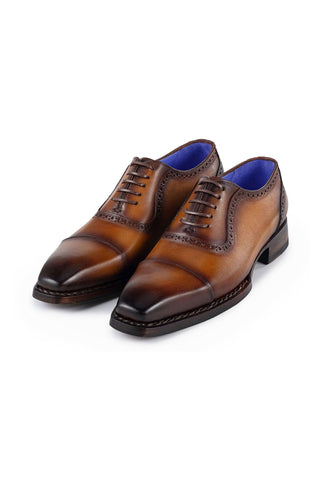 Paul Parkman Men's Handmade Shoes Calf-Skin Leather Cap-Toe Oxfords (PM6436)-AmbrogioShoes