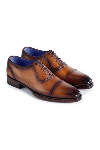 Paul Parkman Men's Handmade Shoes Calf-Skin Leather Cap-Toe Oxfords (PM6436)-AmbrogioShoes