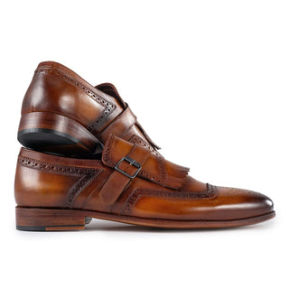 Paul Parkman Men's Handmade Shoes Calf-Skin Leather Kiltie Single Monk Strap (PM6442)-AmbrogioShoes
