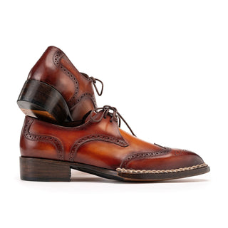 Paul Parkman Men's Handmade Shoes Calf-Skin Leather Norwegian Welted Wingtip Derby (PM6472)-AmbrogioShoes