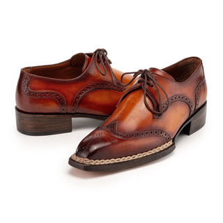 Paul Parkman Men's Handmade Shoes Calf-Skin Leather Norwegian Welted Wingtip Derby (PM6472)-AmbrogioShoes