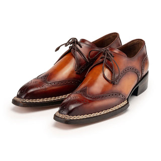 Paul Parkman Men's Handmade Shoes Calf-Skin Leather Norwegian Welted Wingtip Derby (PM6472)-AmbrogioShoes