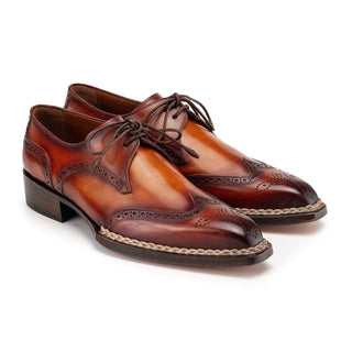 Paul Parkman Men's Handmade Shoes Calf-Skin Leather Norwegian Welted Wingtip Derby (PM6472)-AmbrogioShoes