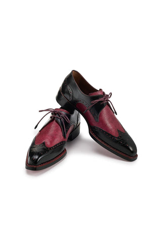 Paul Parkman Men's Handmade Shoes Calf-Skin Leather Wingtip Derby (PM6452)