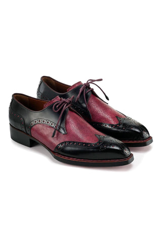 Paul Parkman Men's Handmade Shoes Calf-Skin Leather Wingtip Derby (PM6452)