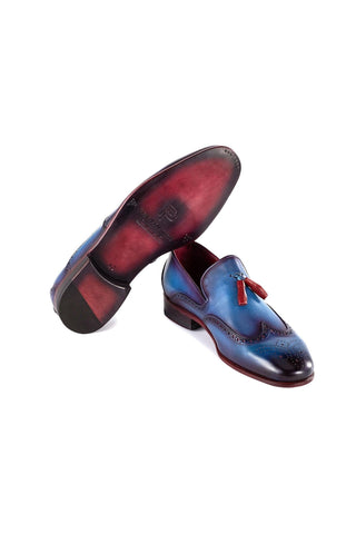 Paul Parkman Men's Handmade Shoes Calf-Skin Leather Wingtip Tassels Loafers (PM6435)