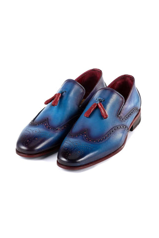 Paul Parkman Men's Handmade Shoes Calf-Skin Leather Wingtip Tassels Loafers (PM6435)