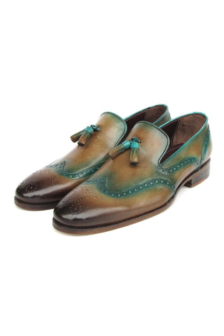 Paul Parkman Men's Handmade Shoes Calf-Skin Leather Wingtip Tassels Loafers (PM6435)