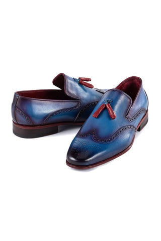 Paul Parkman Men's Handmade Shoes Calf-Skin Leather Wingtip Tassels Loafers (PM6435)