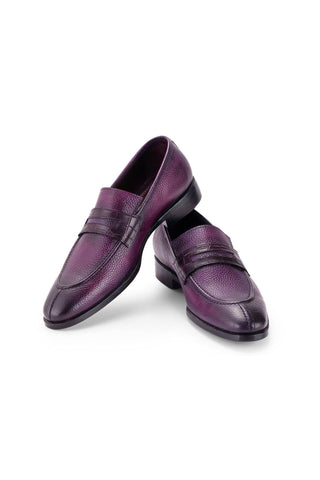 Paul Parkman Men's Handmade Shoes Full Grain Calf-Skin Leather Split-Toe Penny Loafers (PM6443)