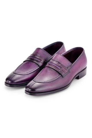 Paul Parkman Men's Handmade Shoes Full Grain Calf-Skin Leather Split-Toe Penny Loafers (PM6443)