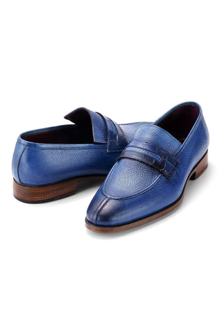 Paul Parkman Men's Handmade Shoes Full Grain Calf-Skin Leather Split-Toe Penny Loafers (PM6443)