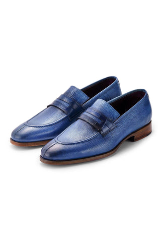 Paul Parkman Men's Handmade Shoes Full Grain Calf-Skin Leather Split-Toe Penny Loafers (PM6443)