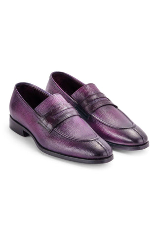 Paul Parkman Men's Handmade Shoes Full Grain Calf-Skin Leather Split-Toe Penny Loafers (PM6443)