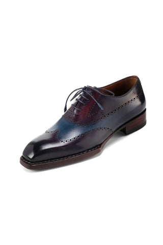 Paul Parkman Men's Handmade Shoes Hand-Painted Leather Goodyear Welted Wingtip Oxfords (PM6445)