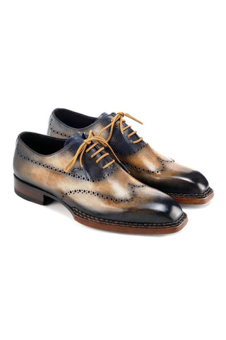 Paul Parkman Men's Handmade Shoes Hand-Painted Leather Goodyear Welted Wingtip Oxfords (PM6445)