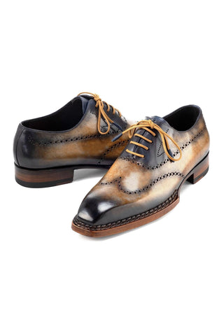 Paul Parkman Men's Handmade Shoes Hand-Painted Leather Goodyear Welted Wingtip Oxfords (PM6445)