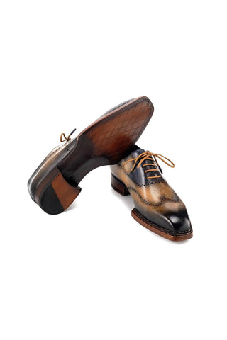 Paul Parkman Men's Handmade Shoes Hand-Painted Leather Goodyear Welted Wingtip Oxfords (PM6445)