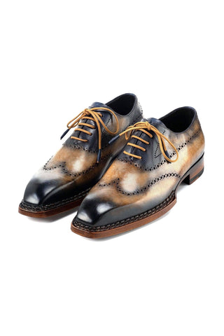 Paul Parkman Men's Handmade Shoes Hand-Painted Leather Goodyear Welted Wingtip Oxfords (PM6445)