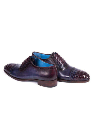 Paul Parkman Men's Handmade Shoes Woven & Calf-Skin Leather Cap-Toe Oxford (PM6468)
