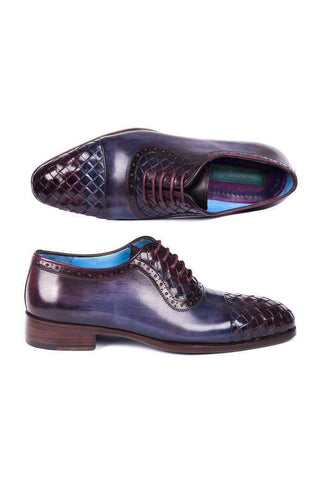 Paul Parkman Men's Handmade Shoes Woven & Calf-Skin Leather Cap-Toe Oxford (PM6468)