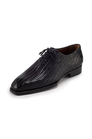 Paul Parkman Men's Handmade Shoes Woven Leather Oxfords (PM6453)