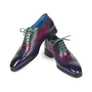 Paul Parkman Men's Navy / Burgundy and Green Wing Tip Oxfords PP2284 (PM6134)-AmbrogioShoes