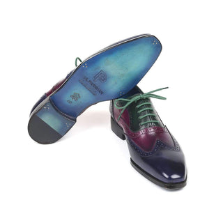 Paul Parkman Men's Navy / Burgundy and Green Wing Tip Oxfords PP2284 (PM6134)-AmbrogioShoes