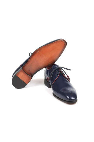 Paul Parkman Men's Navy Leather Medallion Toe Derby 57RG27 (PM6135)