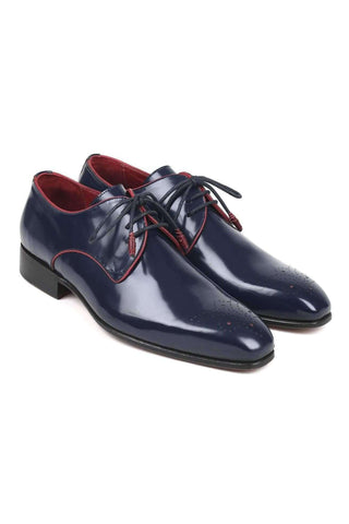 Paul Parkman Men's Navy Leather Medallion Toe Derby 57RG27 (PM6135)
