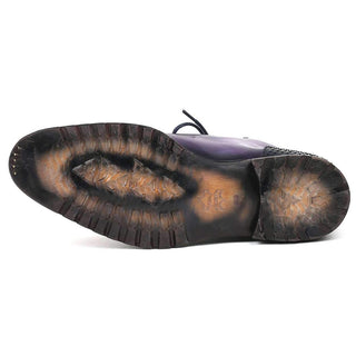 Paul Parkman Men's Navy & Purple Python and Calf-Skin Zipper Boots 543JK65 (PM6112)-AmbrogioShoes