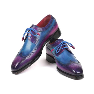 Paul Parkman Men's Purple and Blue Goodyear Wealted Wing Tip Derby Oxfords 511V63 (PM6136)-AmbrogioShoes