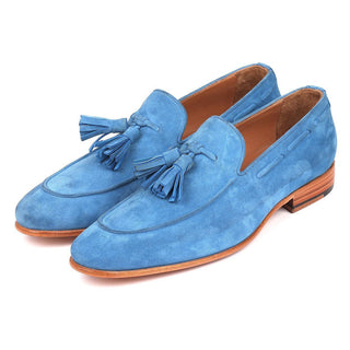 Paul Parkman Men's Shoes Blue Suede Leather Tassels Loafers BLU32FG (PM6211)-AmbrogioShoes