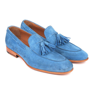 Paul Parkman Men's Shoes Blue Suede Leather Tassels Loafers BLU32FG (PM6211)-AmbrogioShoes