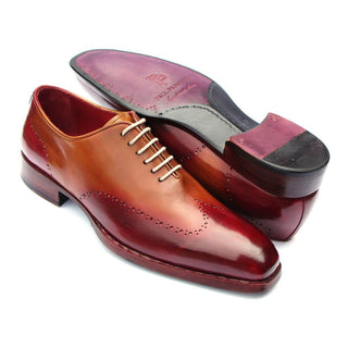 Paul Parkman Men's Shoes Bordeaux & Camel Calf-Skin Leather Goodyear Welted Wingtip Oxfords 081-RDT (PM6213)-AmbrogioShoes