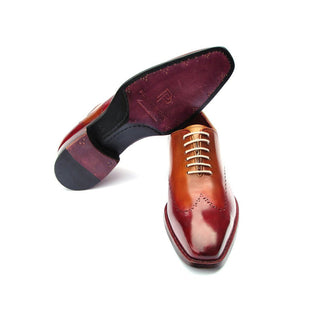 Paul Parkman Men's Shoes Bordeaux & Camel Calf-Skin Leather Goodyear Welted Wingtip Oxfords 081-RDT (PM6213)-AmbrogioShoes