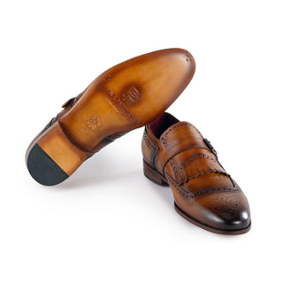 Paul Parkman Men's Shoes Calf-Skin Leather Kiltie Single Monk-Strap Loafers (PM6442)-AmbrogioShoes