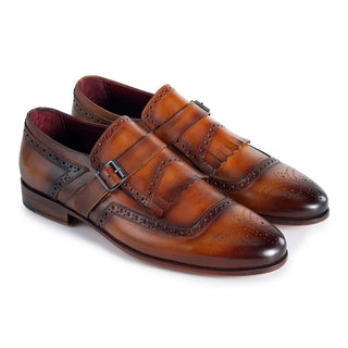 Paul Parkman Men's Shoes Calf-Skin Leather Kiltie Single Monk-Strap Loafers (PM6442)-AmbrogioShoes