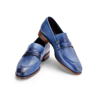 Paul Parkman Men's Shoes Full Grain Calf-Skin Leather Split-Toe Penny Loafers (PM6443)-AmbrogioShoes