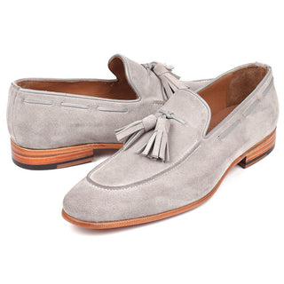 Paul Parkman Men's Shoes Gray Suede Leather Tassels Loafers GRY32FG (PM6209)-AmbrogioShoes