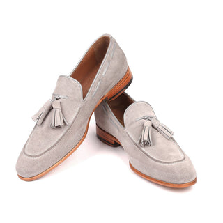 Paul Parkman Men's Shoes Gray Suede Leather Tassels Loafers GRY32FG (PM6209)-AmbrogioShoes