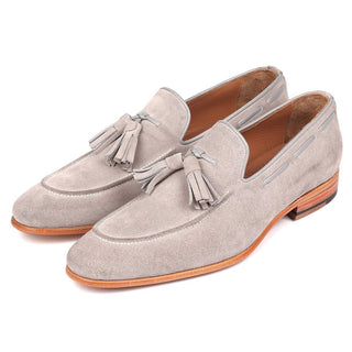 Paul Parkman Men's Shoes Gray Suede Leather Tassels Loafers GRY32FG (PM6209)-AmbrogioShoes