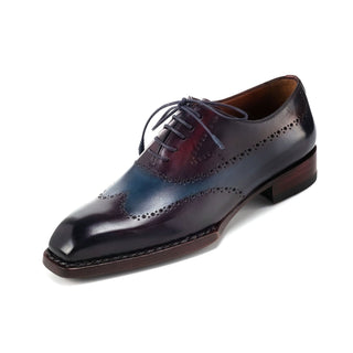 Paul Parkman Men's Shoes Hand-Painted Leather Goodyear Welted Wingtip Oxfords (PM6445)-AmbrogioShoes