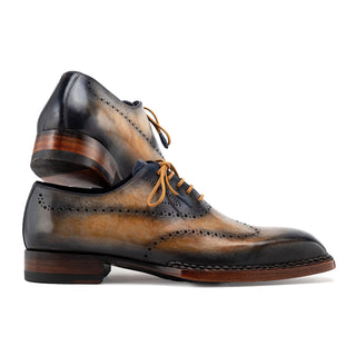 Paul Parkman Men's Shoes Hand-Painted Leather Goodyear Welted Wingtip Oxfords (PM6445)-AmbrogioShoes