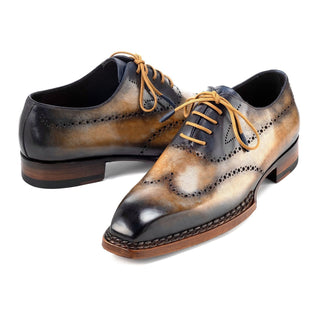 Paul Parkman Men's Shoes Hand-Painted Leather Goodyear Welted Wingtip Oxfords (PM6445)-AmbrogioShoes