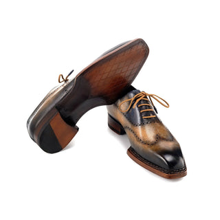 Paul Parkman Men's Shoes Hand-Painted Leather Goodyear Welted Wingtip Oxfords (PM6445)-AmbrogioShoes