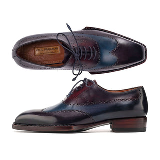 Paul Parkman Men's Shoes Hand-Painted Leather Goodyear Welted Wingtip Oxfords (PM6445)-AmbrogioShoes