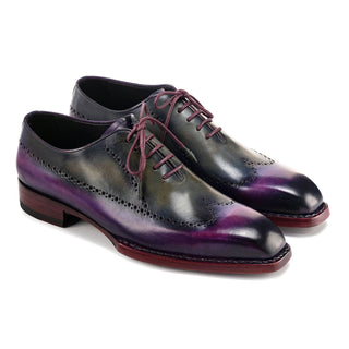 Paul Parkman Men's Shoes Hand-Painted Leather Goodyear Welted Wingtip Oxfords (PM6445)-AmbrogioShoes